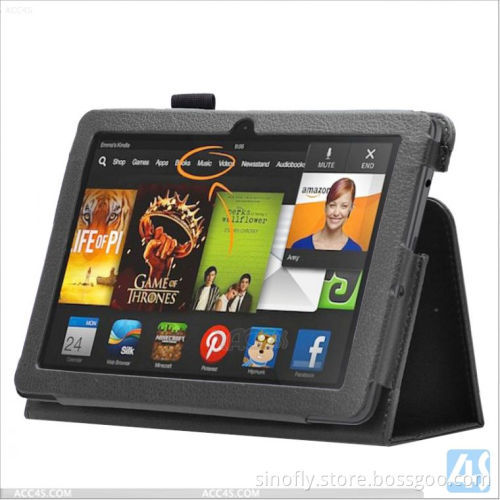 with Pen Slot Standing Folio Tablet Leather Case Cover for Amazon Kindle Fire Hdx 7